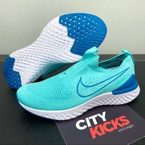 Nike Epic Phantom React Flyknit Teal Blue Laceless